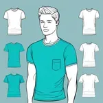 teal or light blue short-sleeved T-shirt image